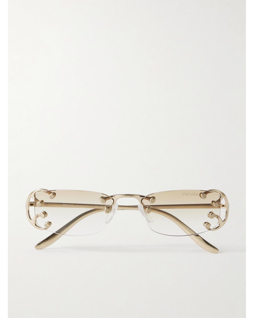 Prada Rimless-Tone Sunglasses in Natural | Lyst