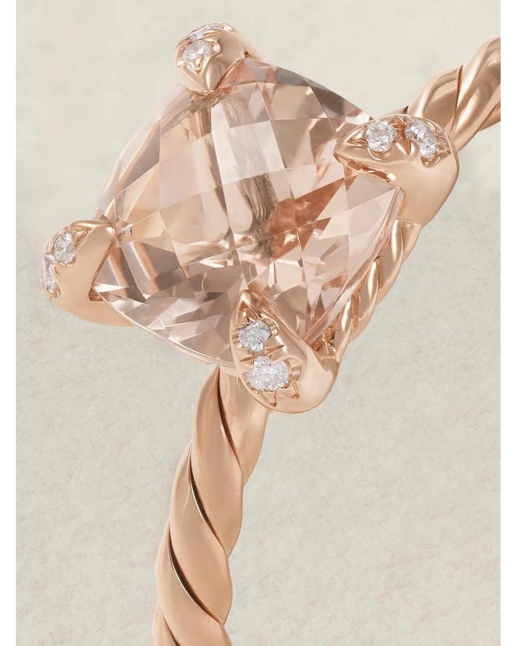 David Yurman Gray Chatelaine 18-Karat Rose, Morganite And Diamond Ring