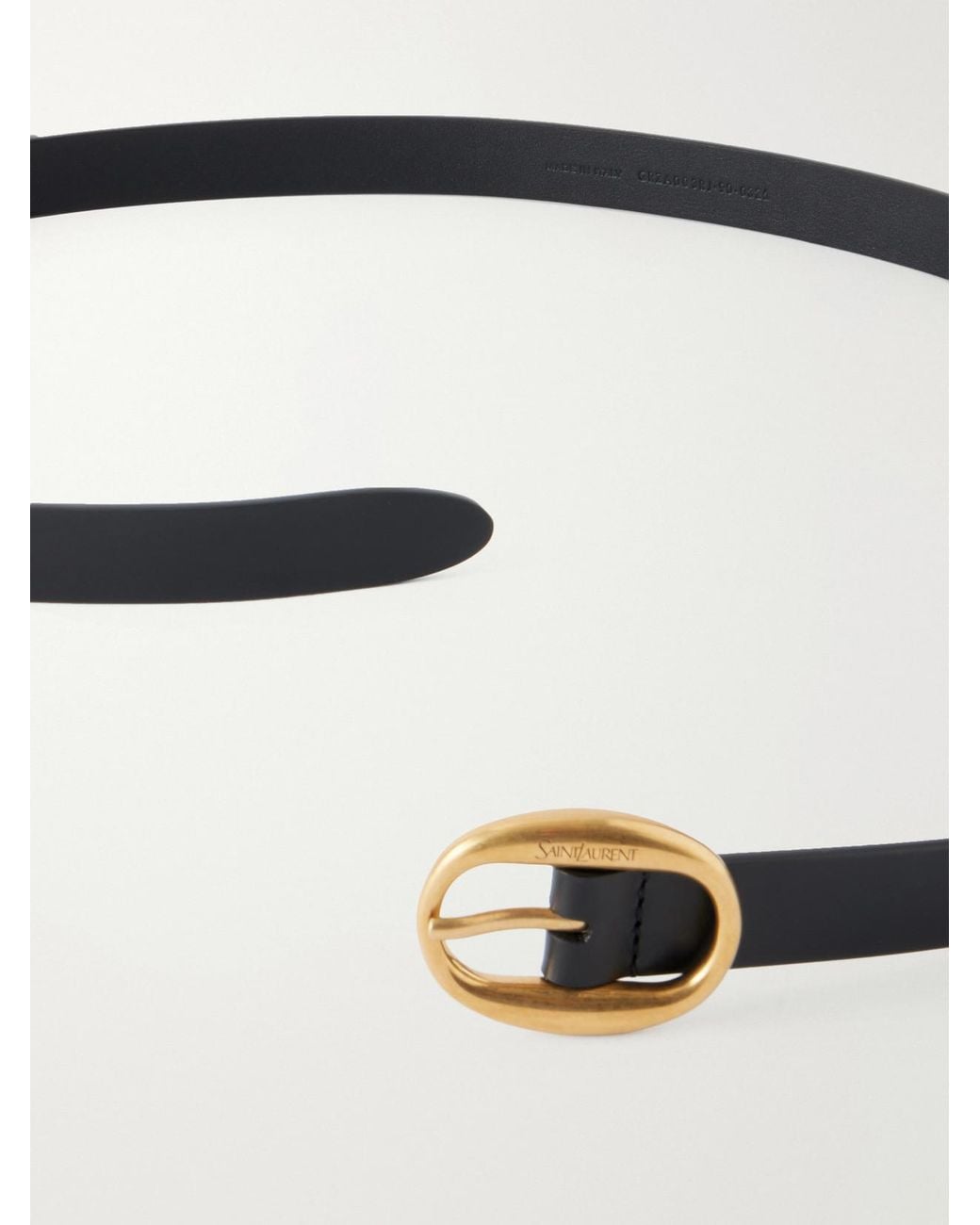 Saint Laurent Blue Logo-Engraved Leather Belt
