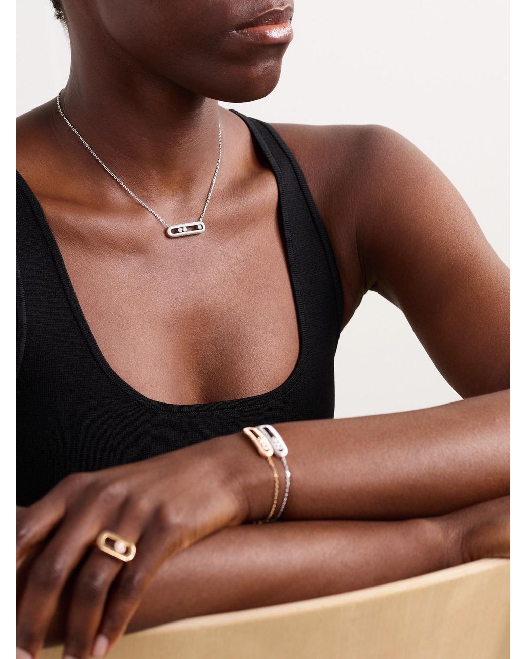 Messika Natural Move Classique Ciselé 18-Karat Diamond Necklace