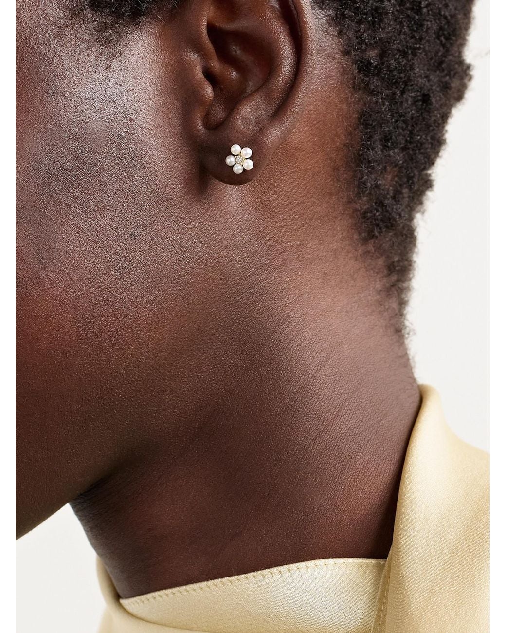 Mizuki Natural 14-Karat, Pearl And Diamond Earrings