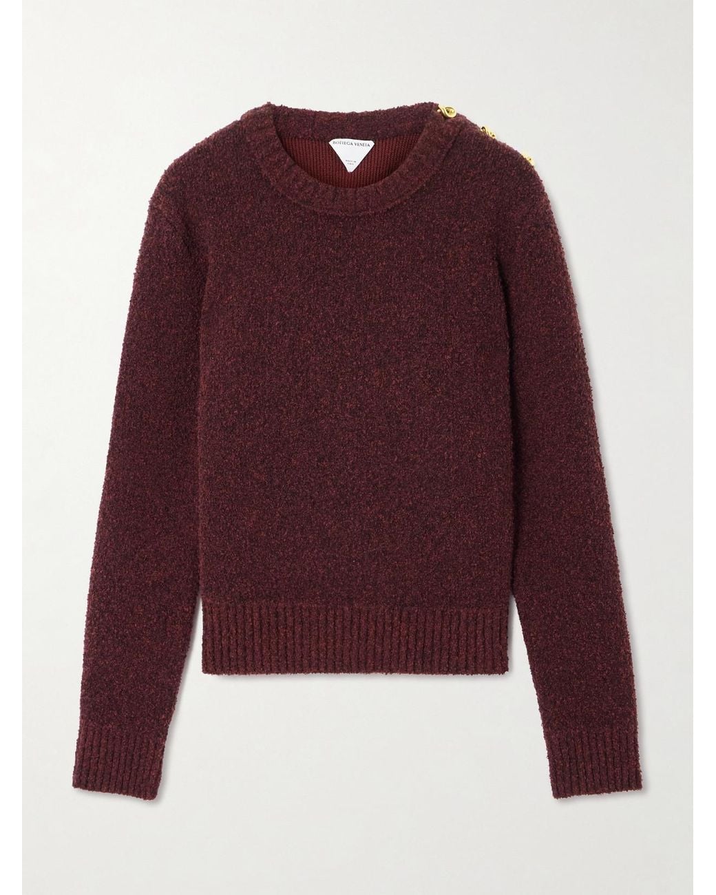 Bottega Veneta Purple Button-Detailed Wool-Blend Bouclé Sweater