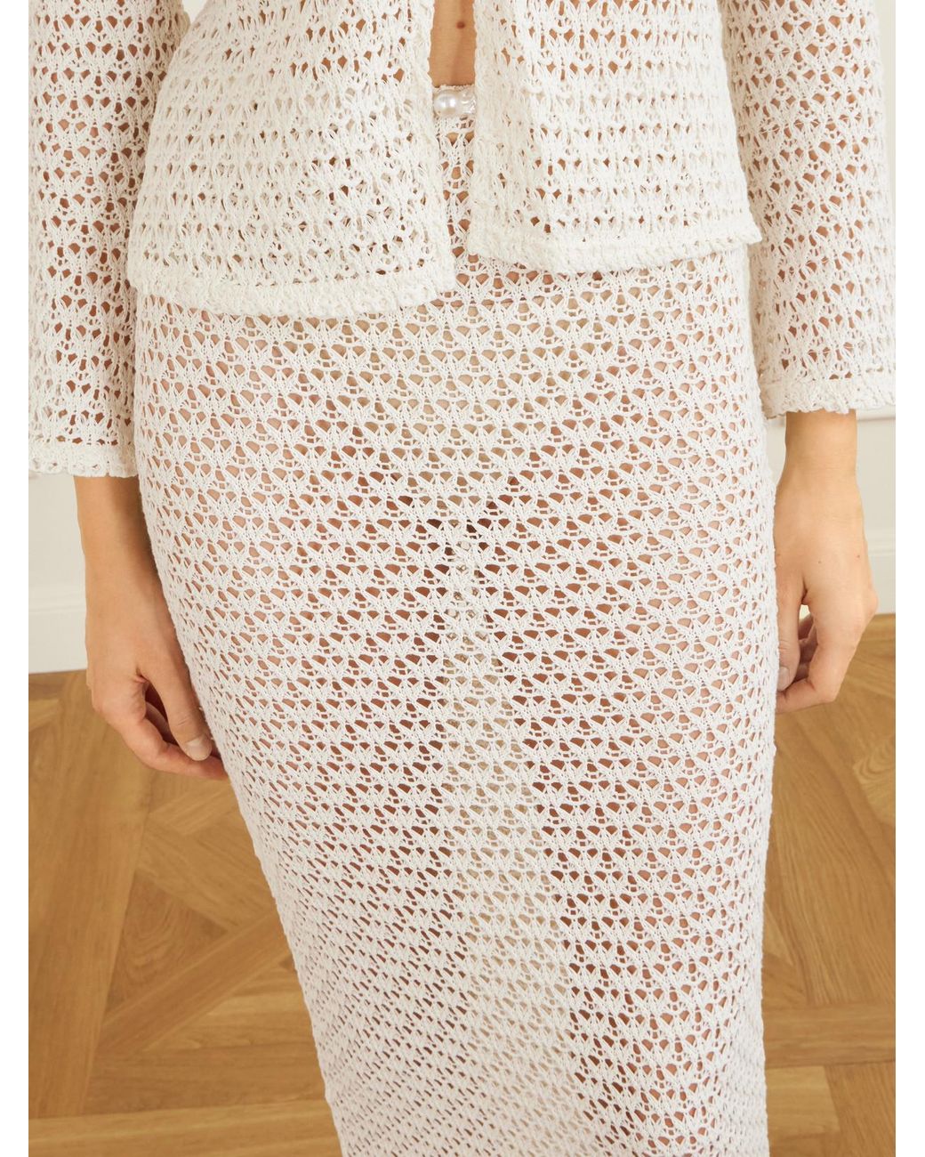 SARA CRISTINA White Arena Crocheted Cotton Coverup