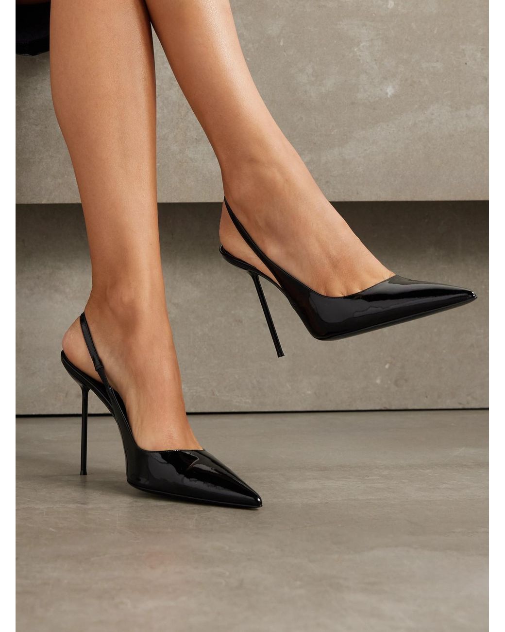 Paris Texas White Lidia Patent-Leather Slingback Pumps