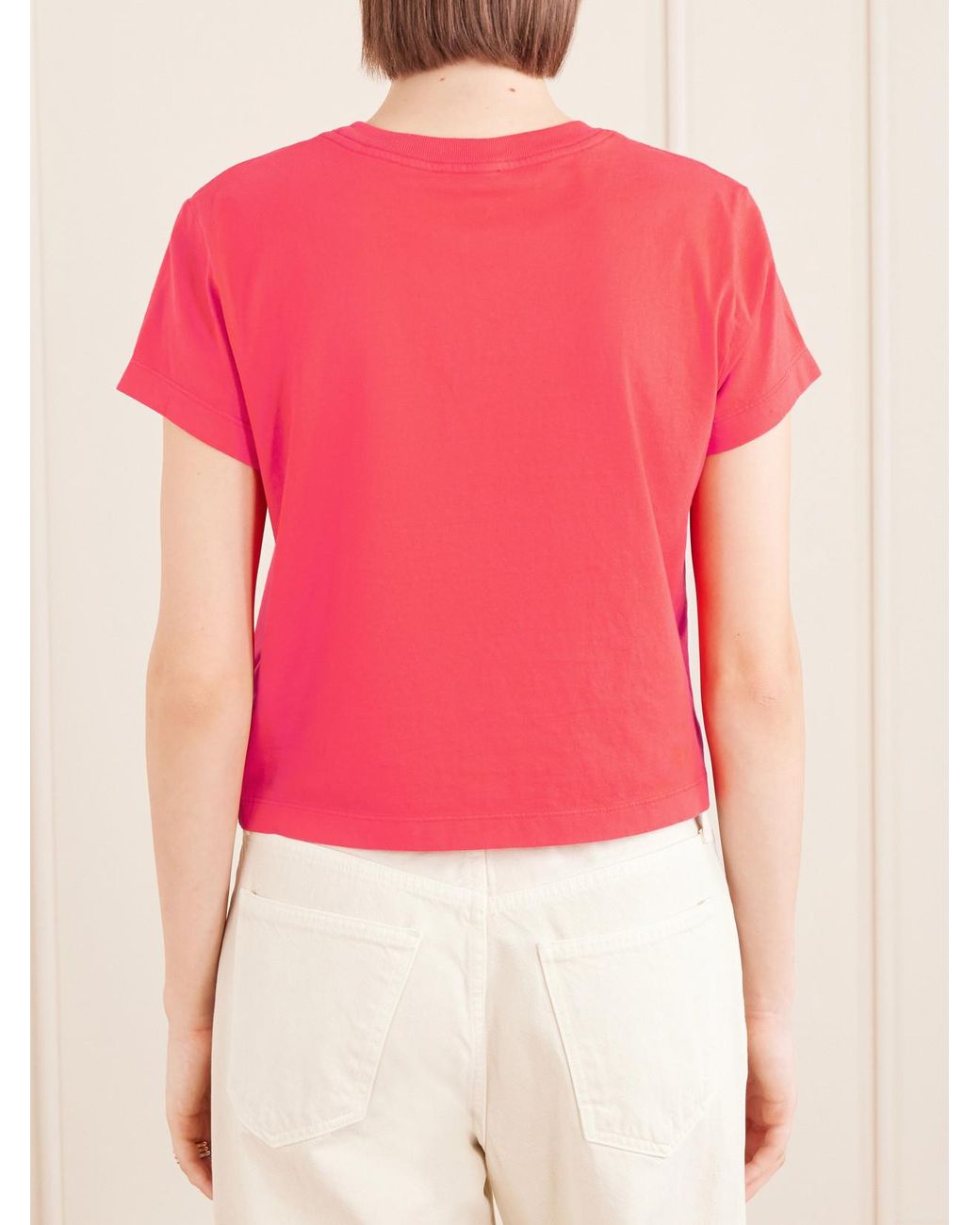 Agolde Pink Adine Cropped Organic Cotton-Jersey T-Shirt