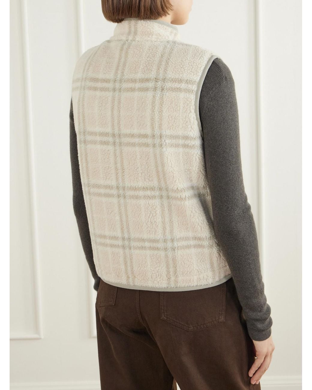Burberry Natural Logo-Embroidered Checked Wool And Cashmere-Blend Gilet