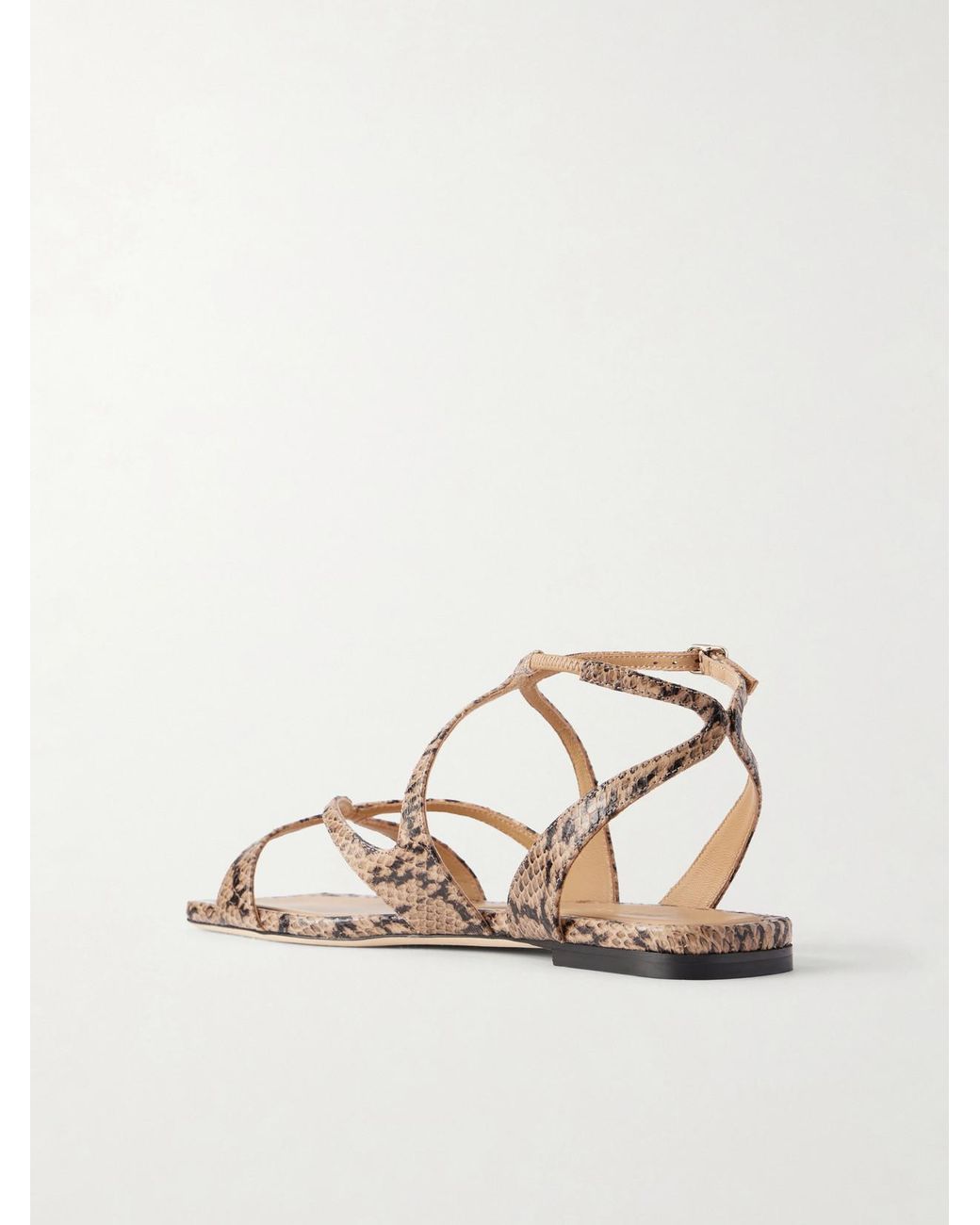 Jimmy Choo Natural Ayla Snake-Effect Leather Sandals