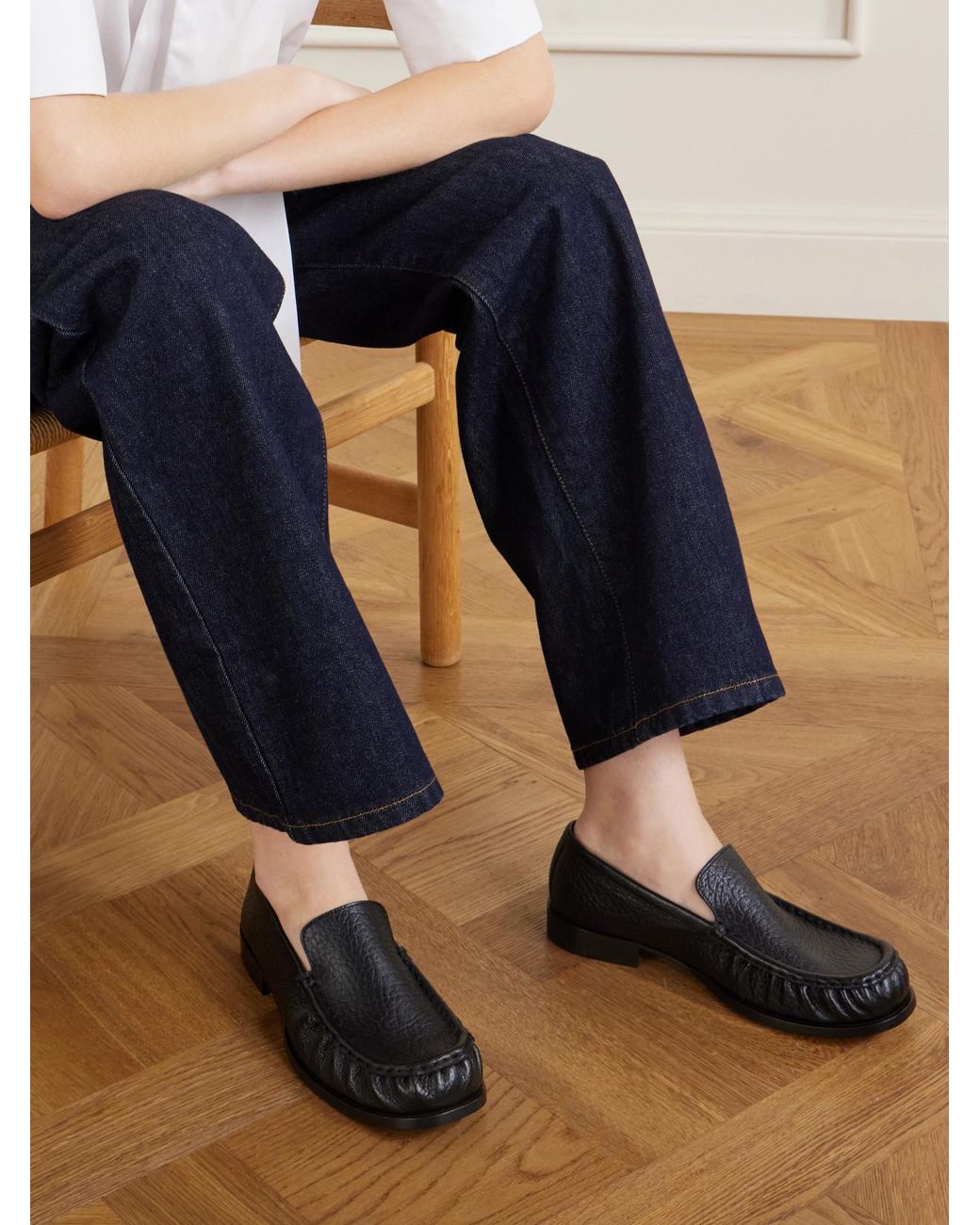 Dries Van Noten Black Leather Loafers