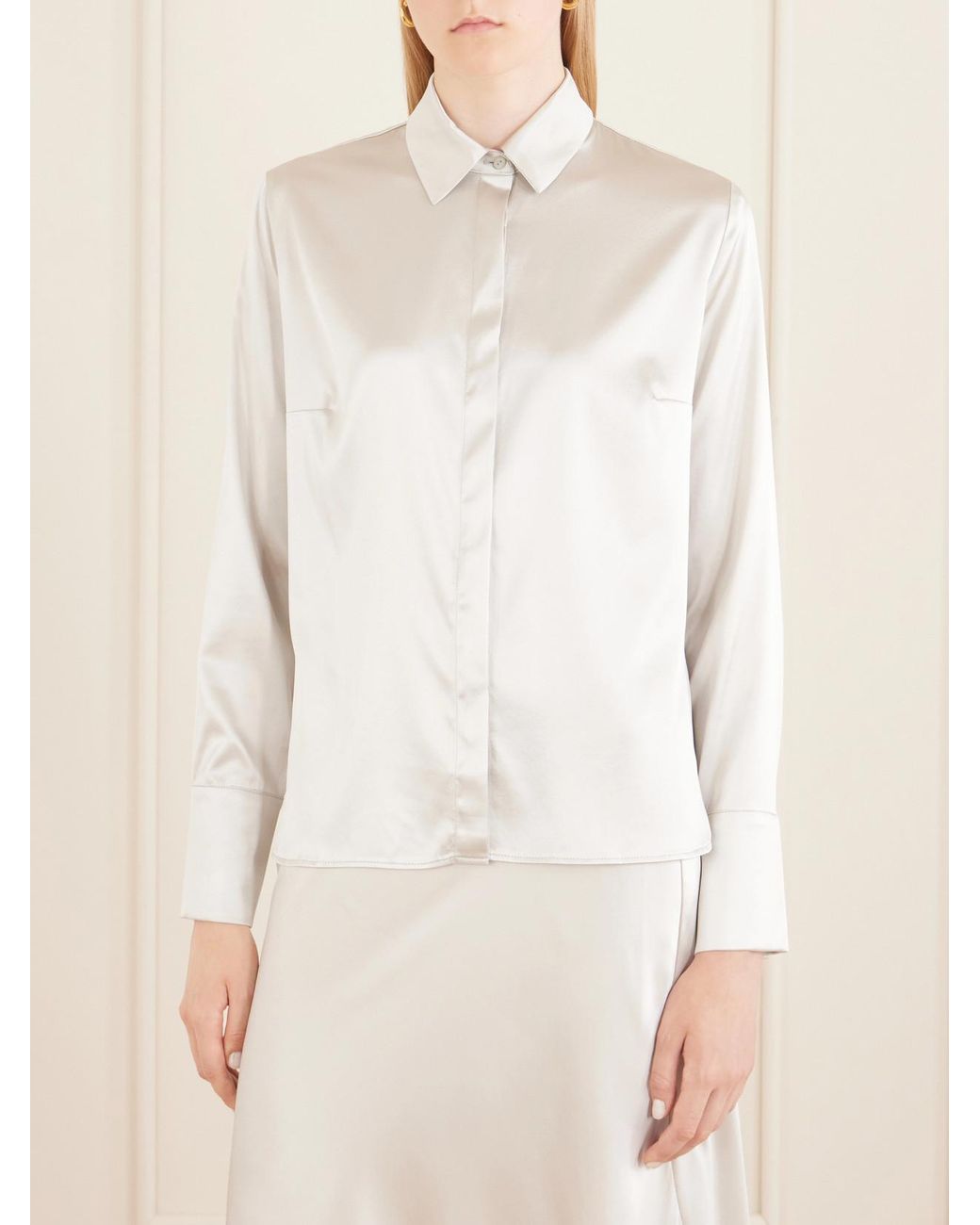 The Park White Bonnie Silk-Blend Shirt