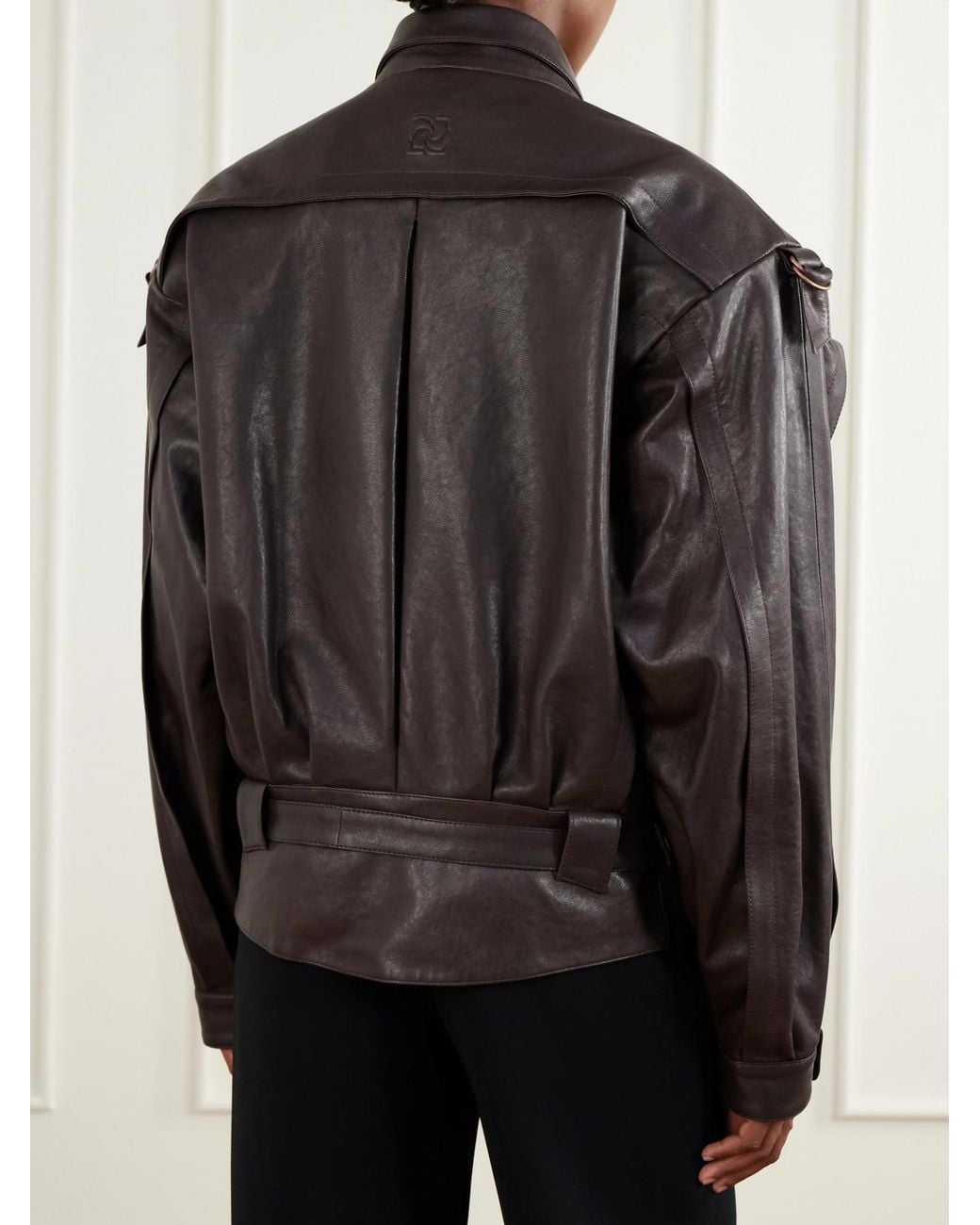 Magda Butrym Black Belted Leather Jacket