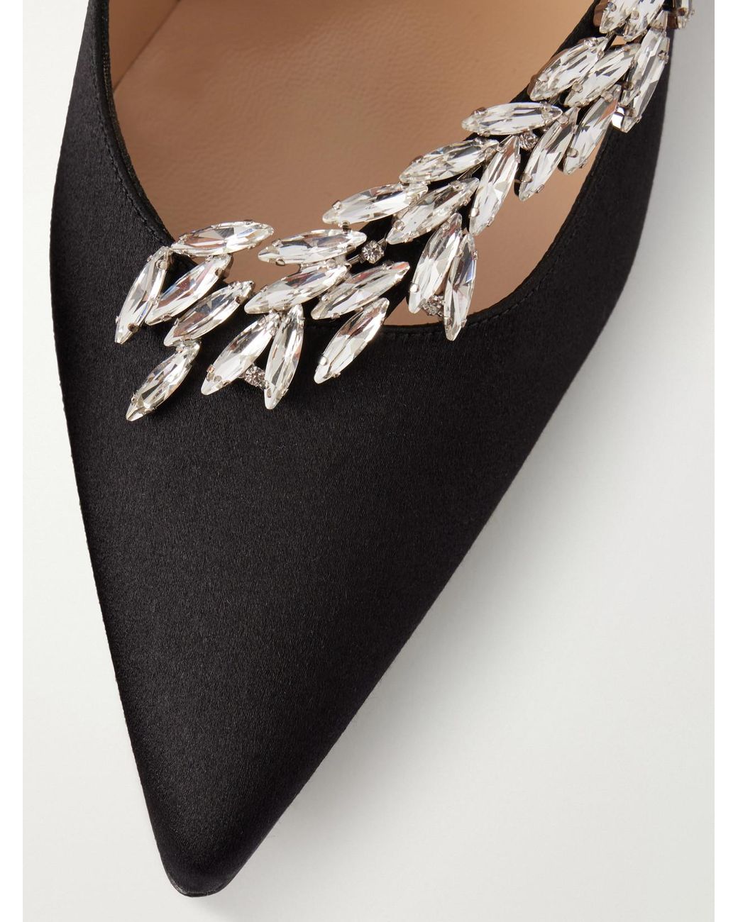 Manolo Blahnik Black Nadira 70 Crystal-Embellished Satin Pumps