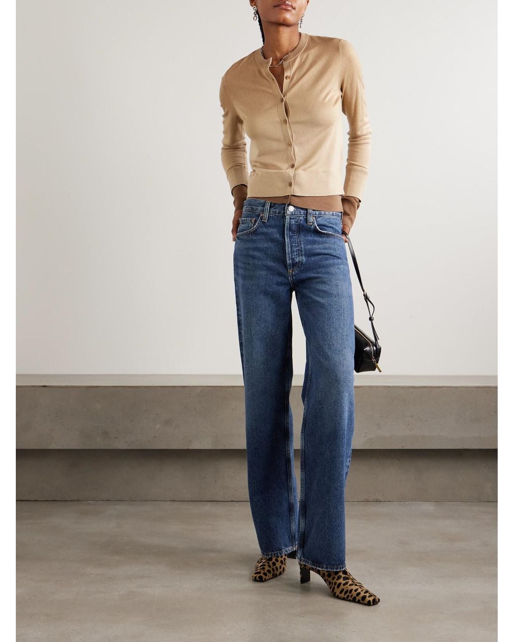 Agolde Blue Arc Long High-Rise Wide-Leg Jeans