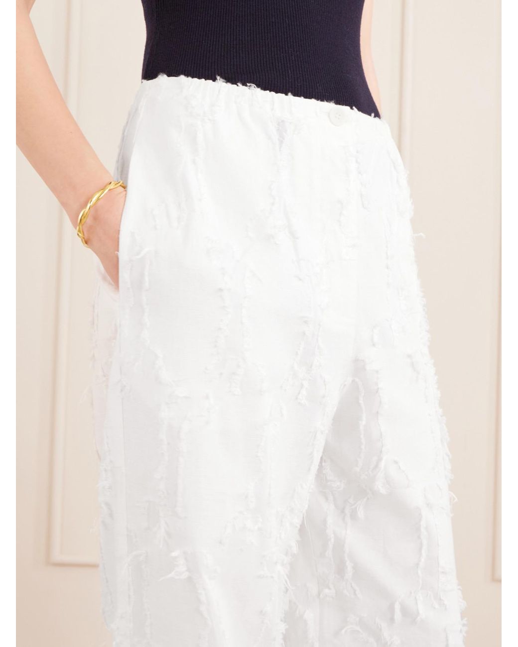 Proenza Schouler White Shilo Jacquard-Knit Cotton-Blend Straight-Leg Pants