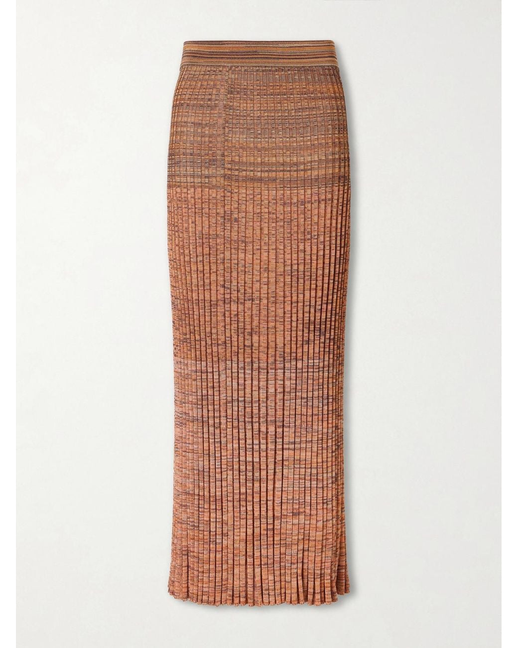 Zimmermann Brown Mouline Ribbed-Knit Midi Skirt