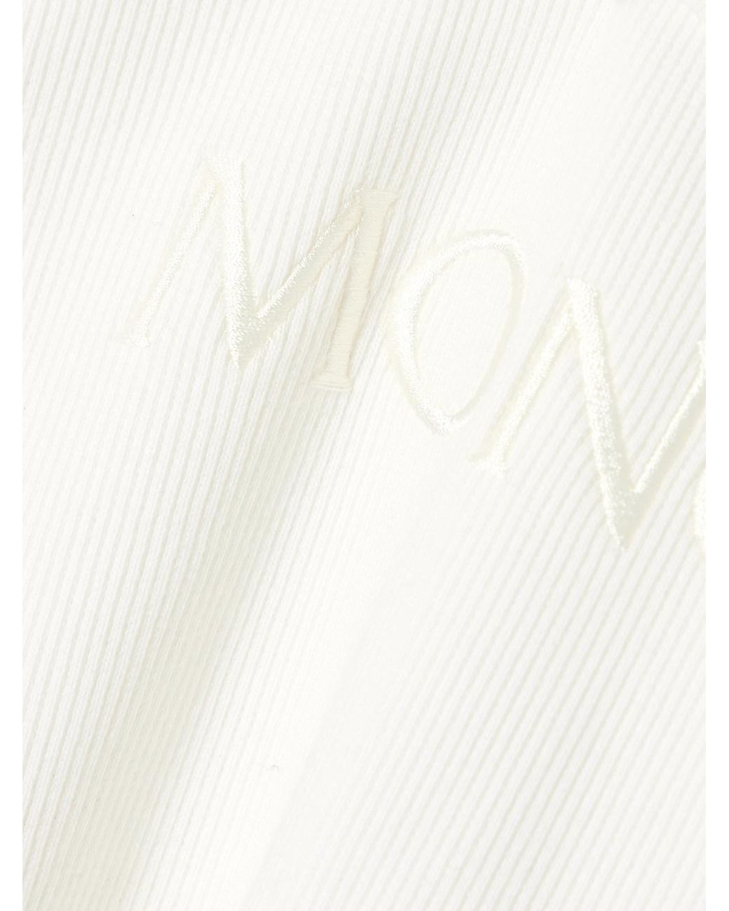 Moncler White Embroidered Ribbed Stretch-Cotton Tank