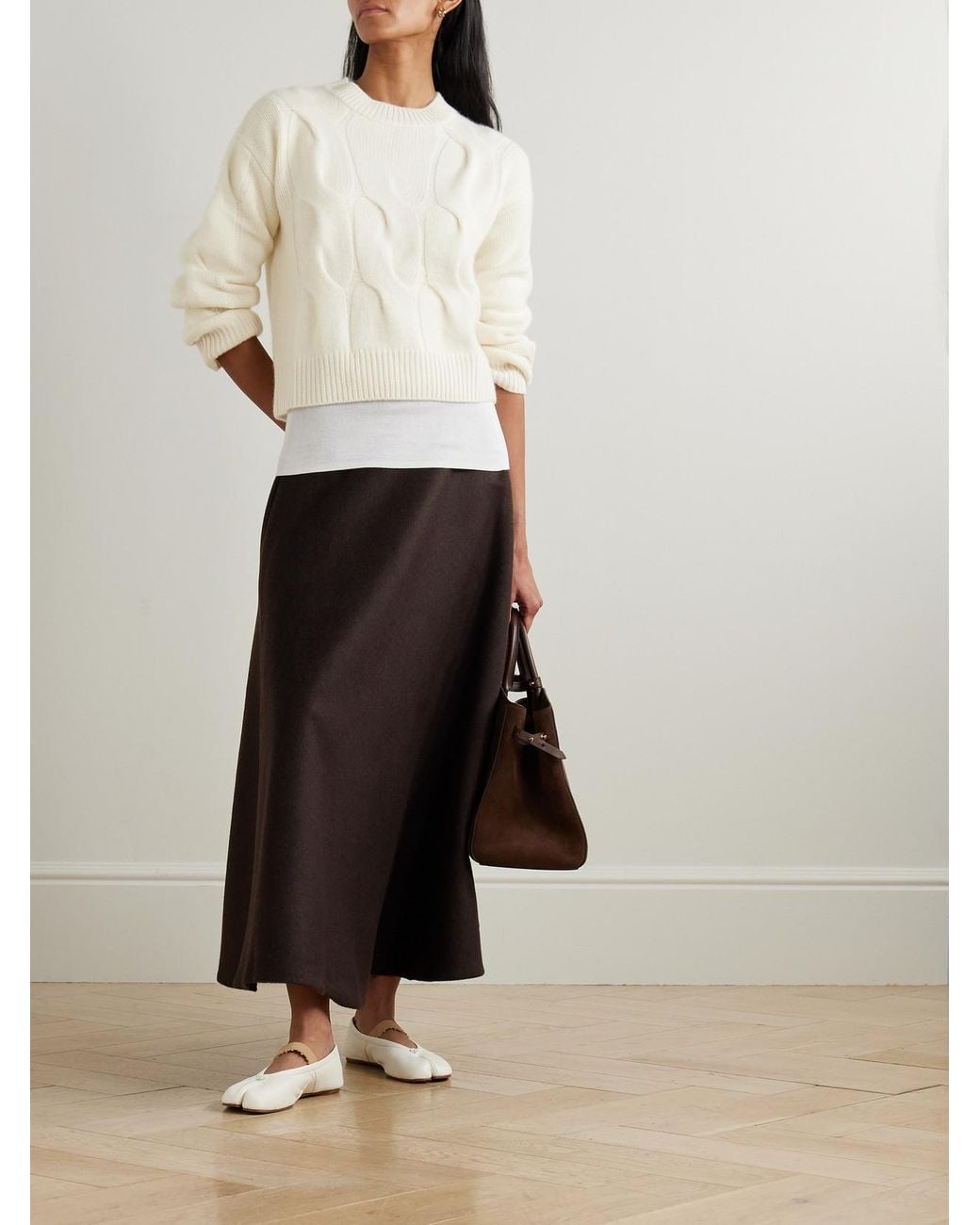 Lisa Yang Natural Sammie Cable-Knit Cashmere Sweater