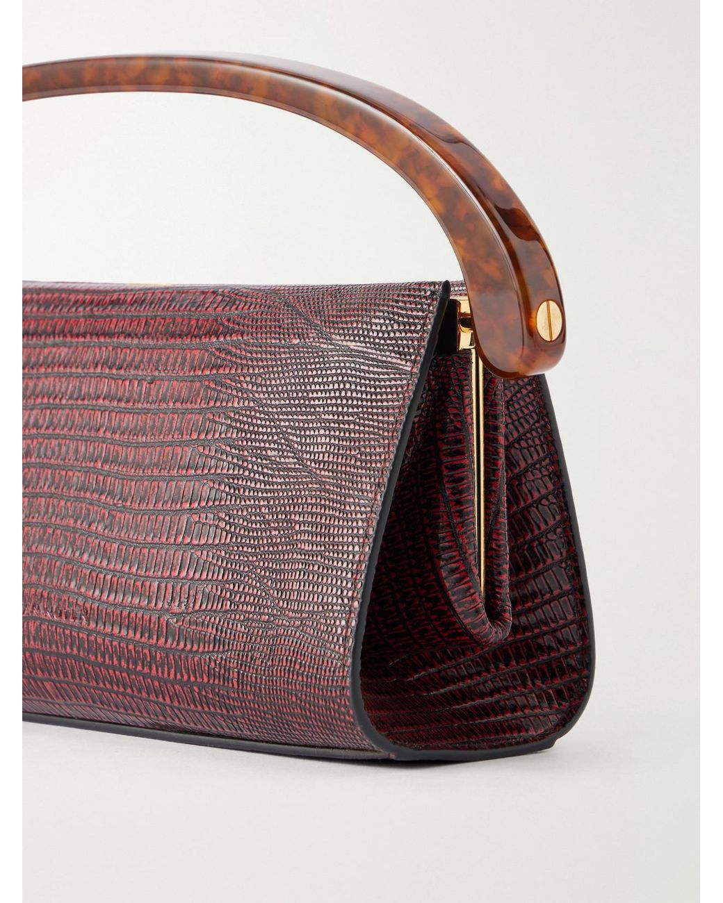 Dries Van Noten Purple Croc-Effect Leather Tote