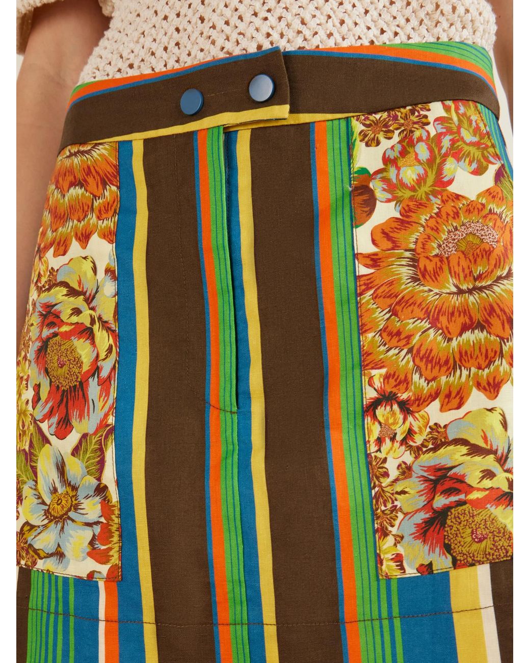 ALÉMAIS Green Striped Cotton Mini Skirt