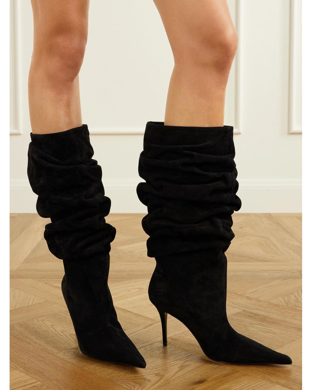 AMINA MUADDI Black Anok 90 Suede Boots