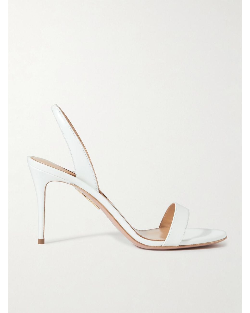 Aquazzura Natural So Nude 85 Leather Slingback Sandals