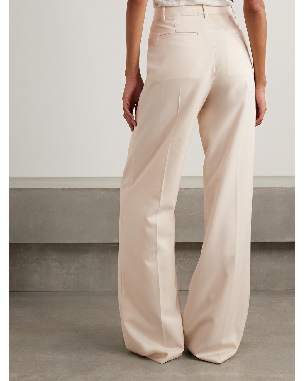 Nili Lotan Natural River Wool-Twill Wide-Leg Pants