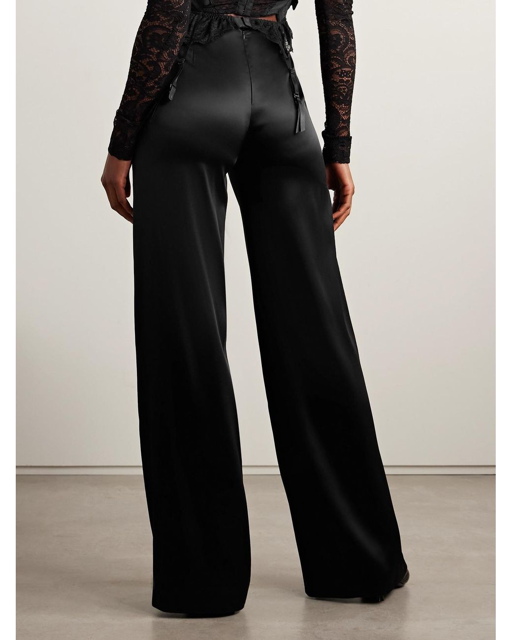 Balenciaga Black Satin Wide-Leg Pants