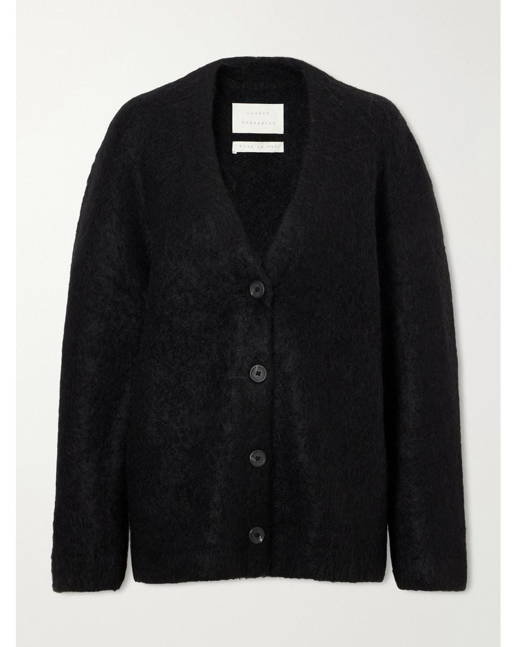 Lauren Manoogian Black Brushed Alpaca, Pima Cotton And Merino Wool-Blend Cardigan