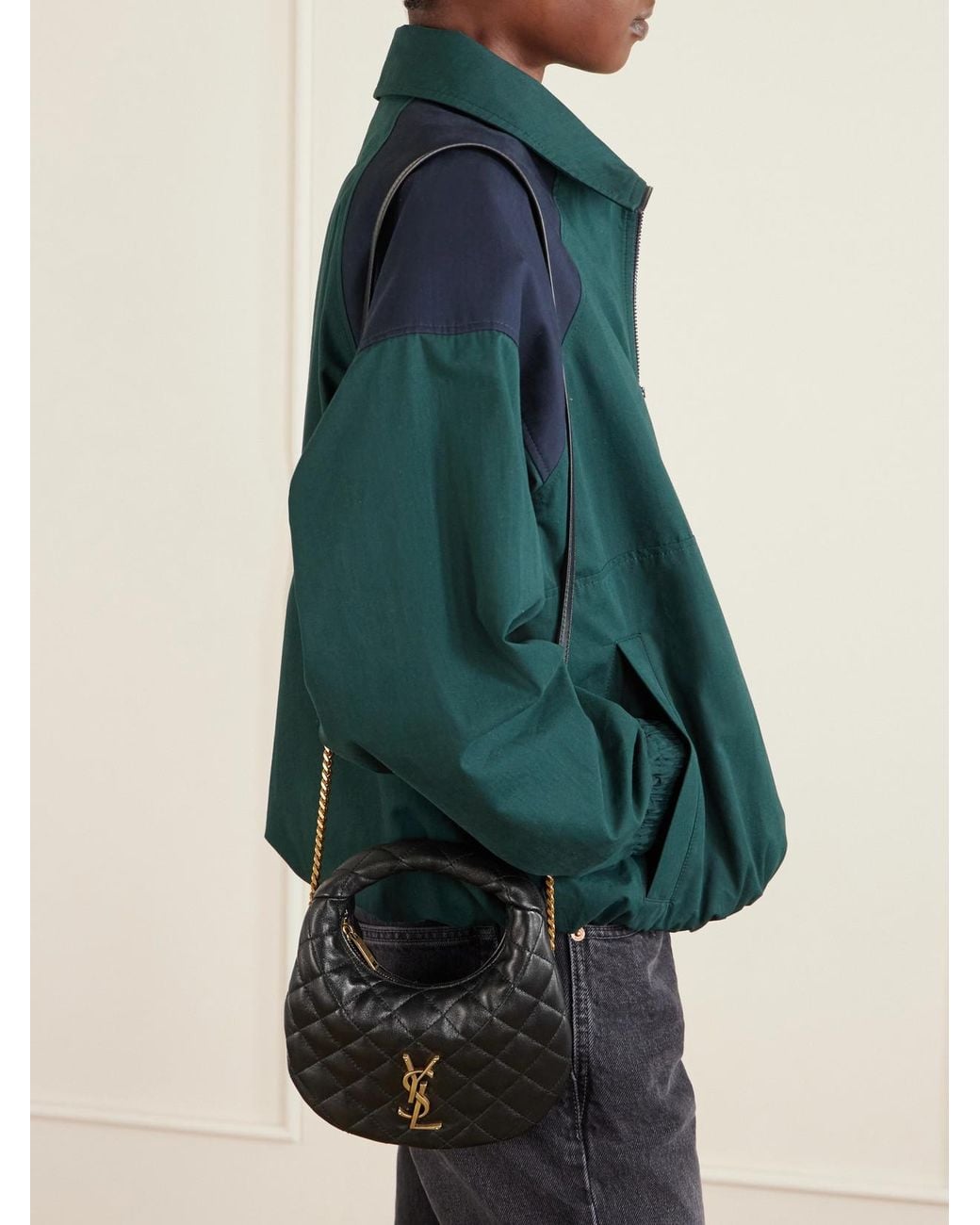 Saint Laurent Black Icarino Mini Matelassé Leather Top-Handle Bag