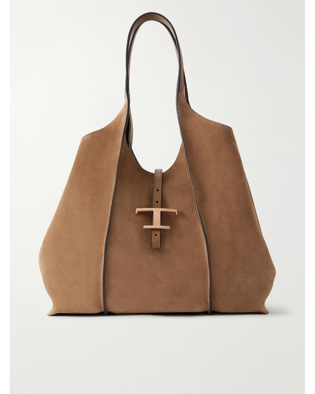 Tod's Brown T Timeless Suede Shoulder Bag