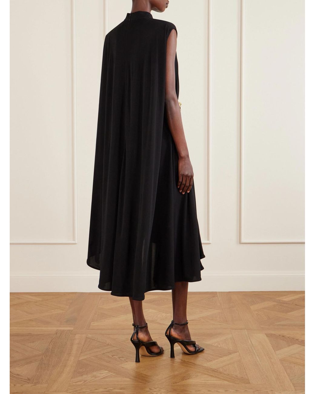 Bottega Veneta Black Embellished Jersey Midi Dress