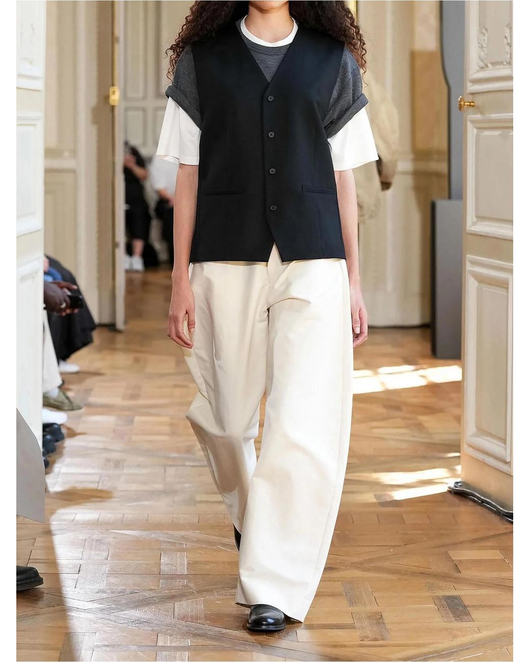 Ssstein Black Belted Wool-Gabardine Vest