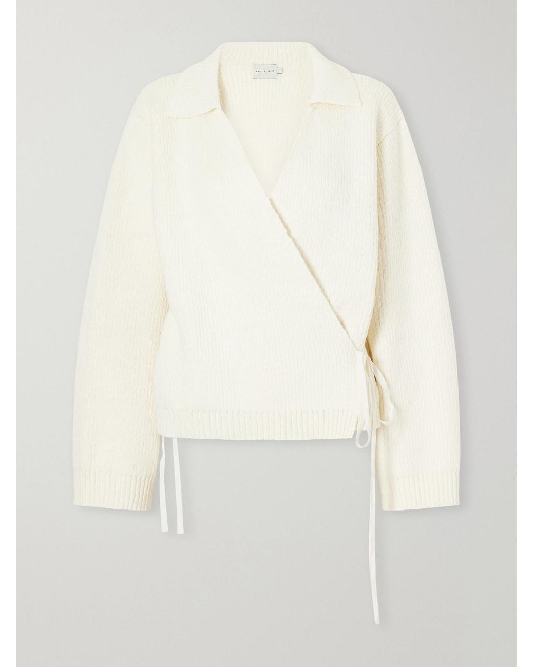 Deiji Studios White Wrap Organic Cotton Cardigan