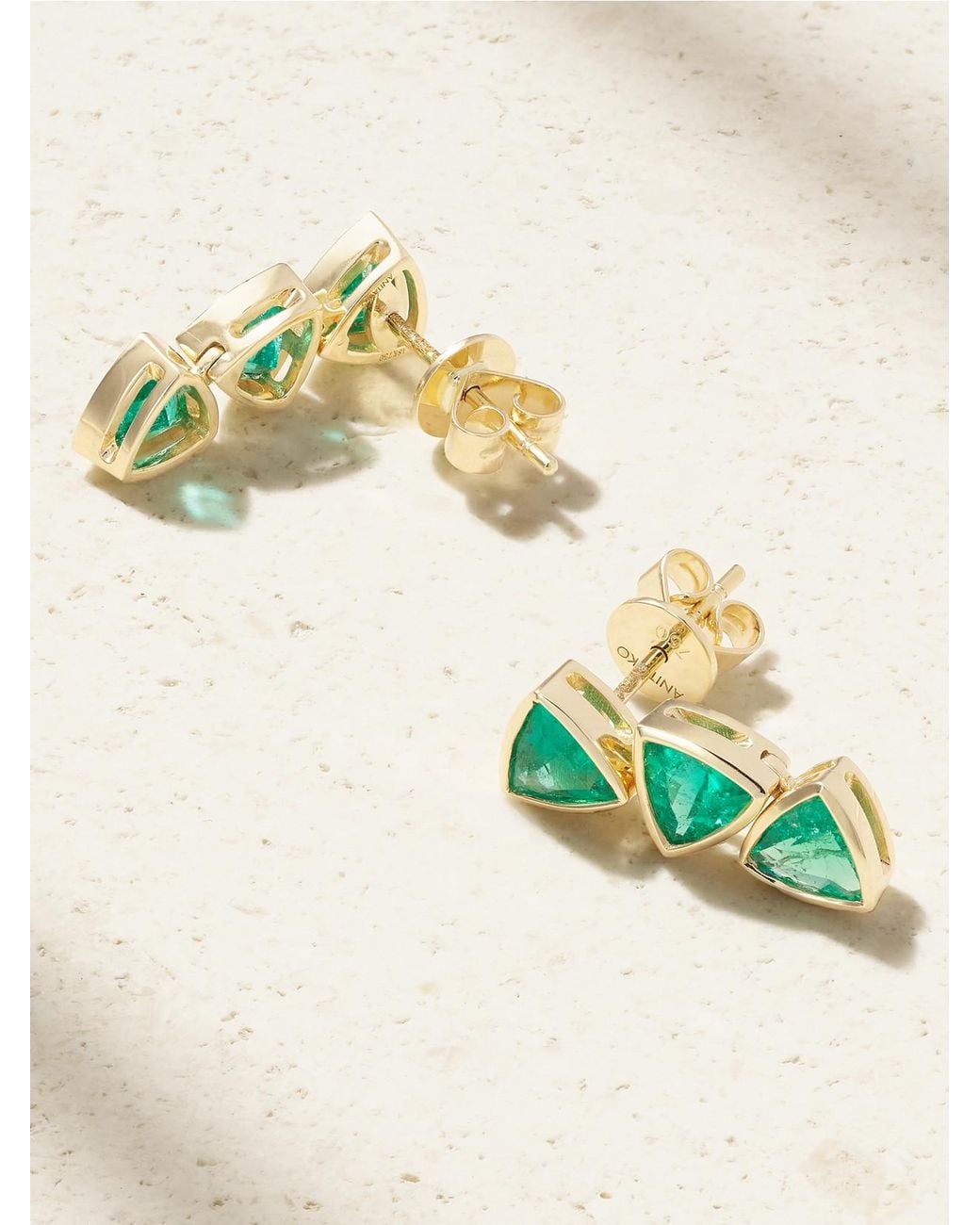 Anita Ko Metallic 18-Karat Emerald Earrings