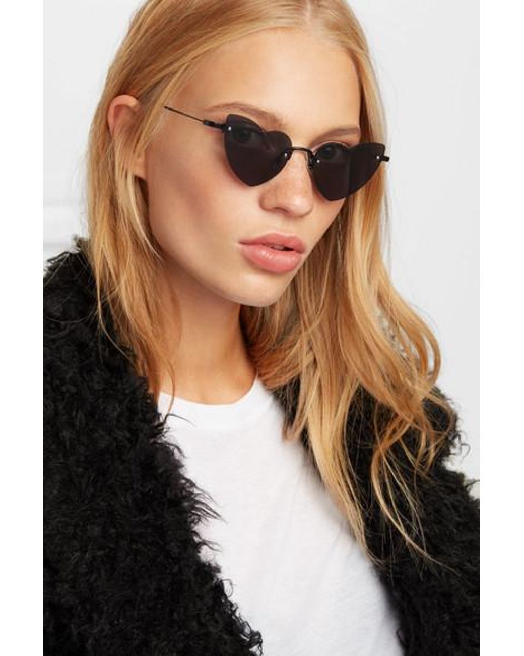 Saint Laurent New Wave Loulou Heart-shaped Metal Sunglasses in