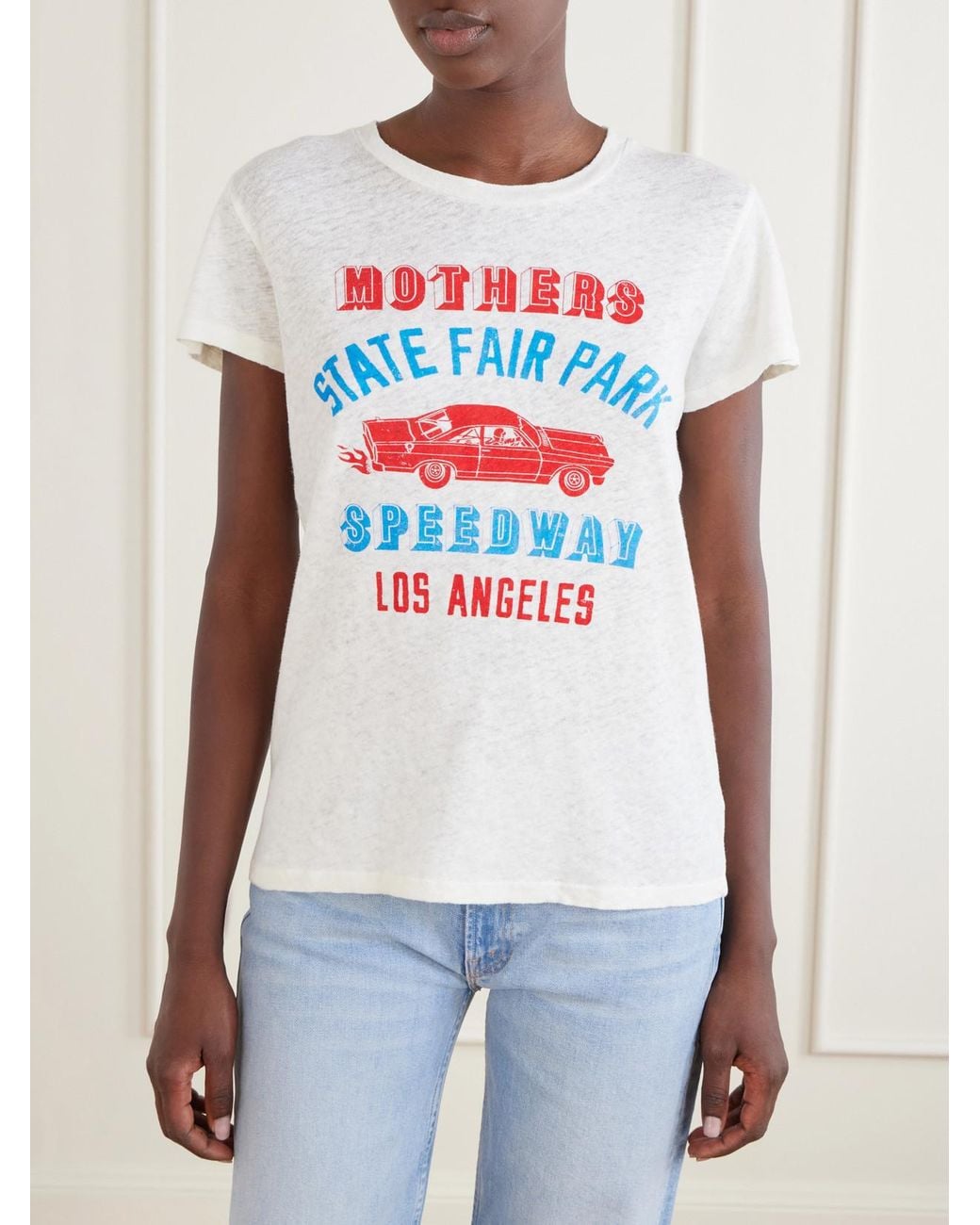 Mother White The Lil Sinful Printed Cotton And Linen-Blend Jersey T-Shirt