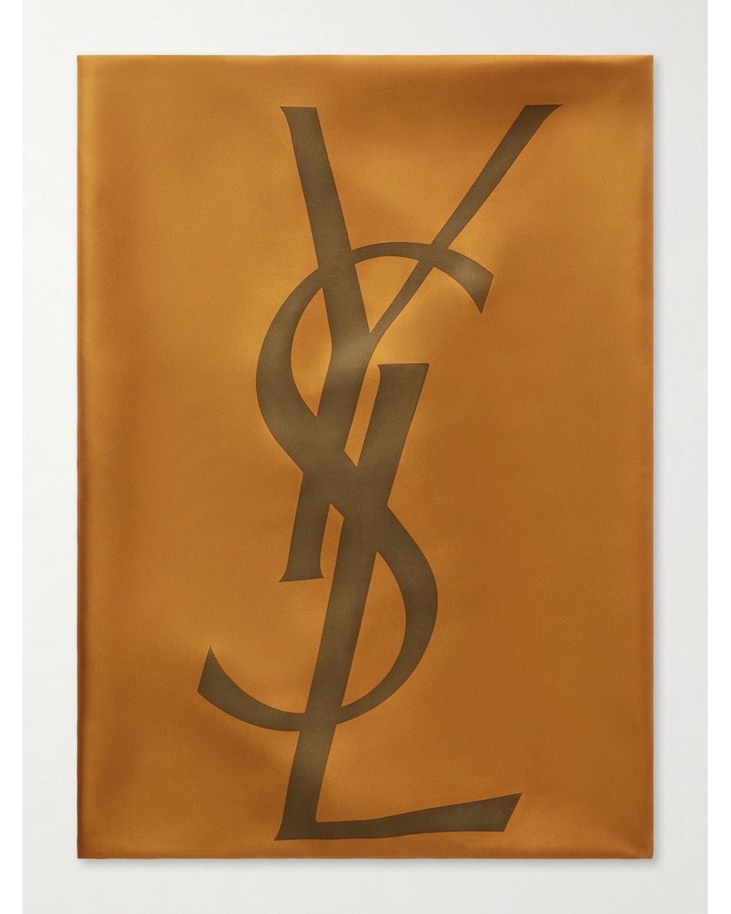 Saint Laurent Brown Cassandre-Printed Silk-Twill Scarf