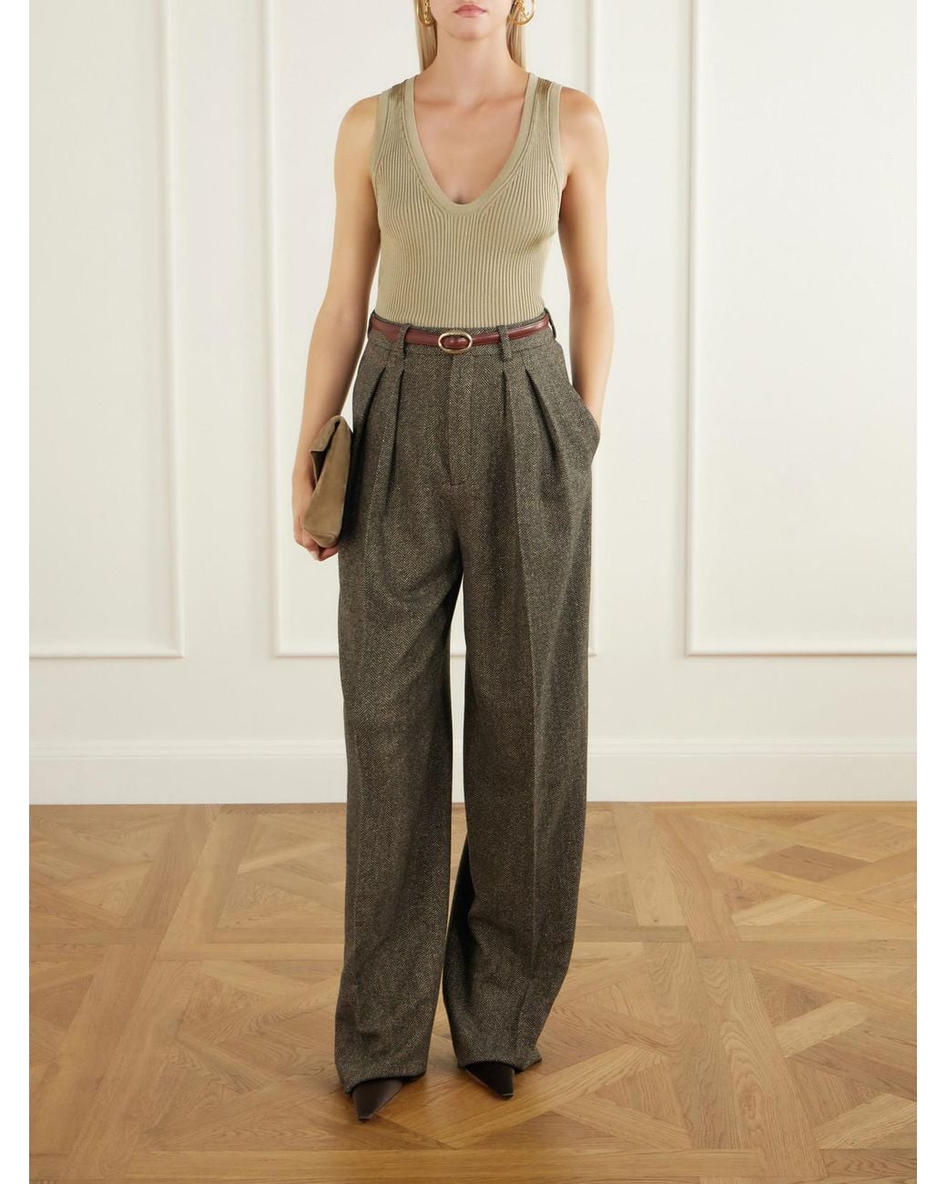Saint Laurent Natural Ribbed Tank