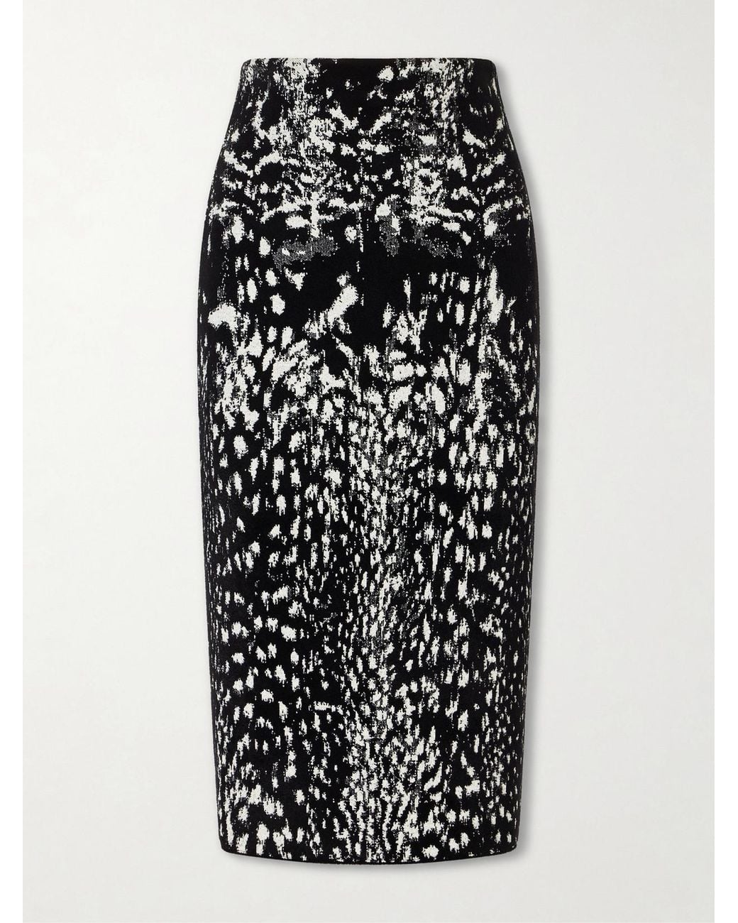 Tom Ford Black Animal-Jacquard Velvet Midi Skirt