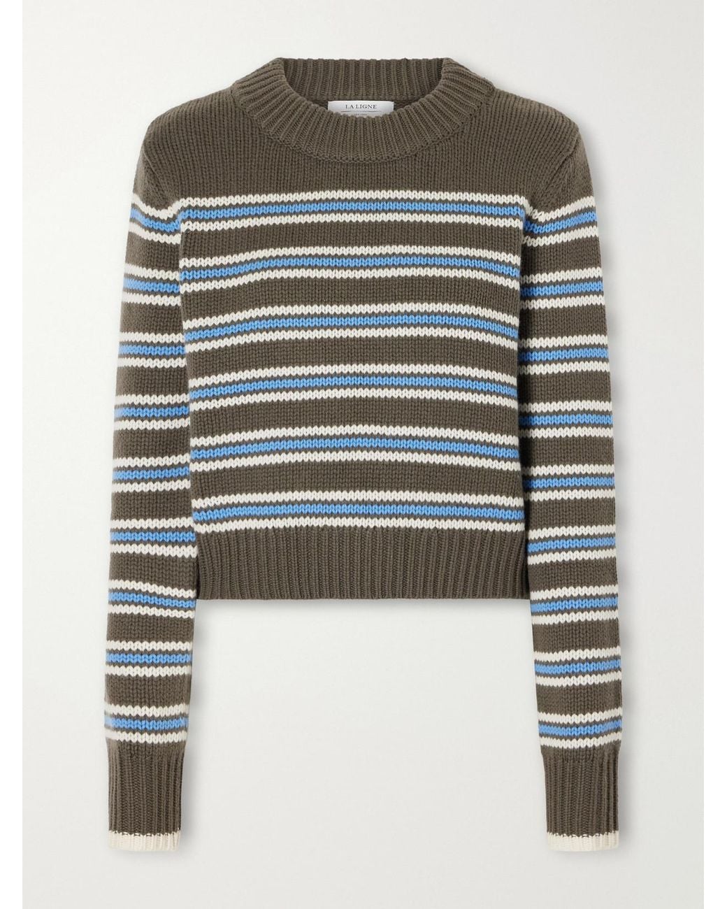 La Ligne Brown Mini Marin Striped Wool And Cashmere-Blend Sweater