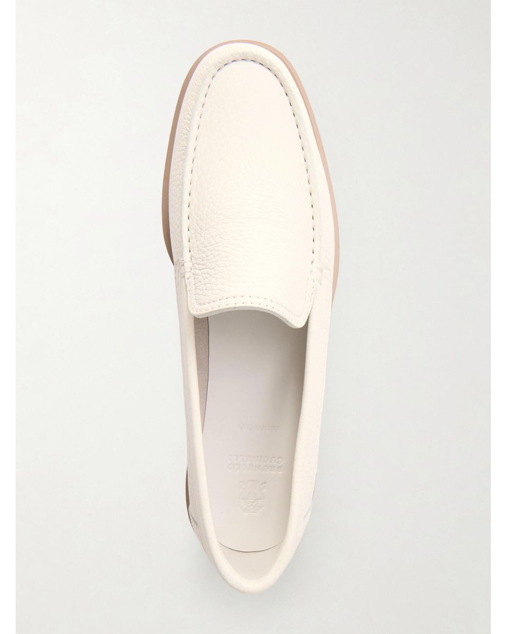 Brunello Cucinelli Natural Textured-Leather Loafers