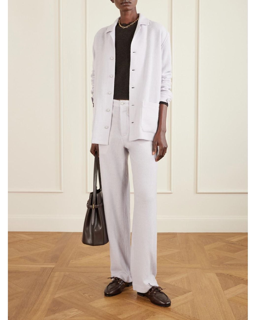 God's True Cashmere White Affirmations Cashmere-Woven Wide-Leg Pants