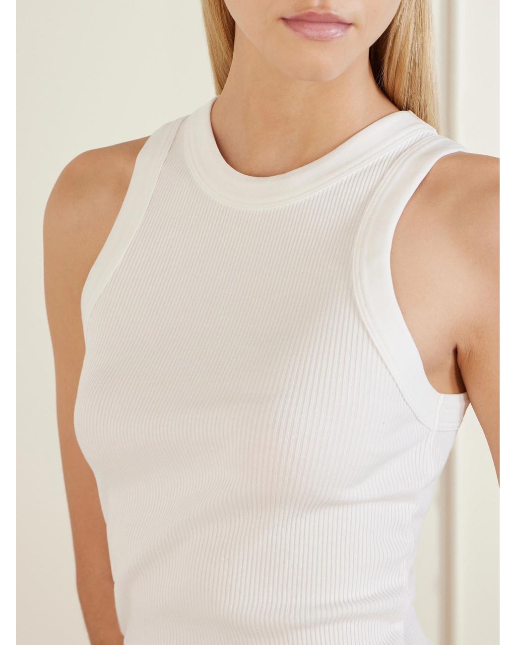 Agolde White Leigh Ribbed Stretch Organic Cotton And Tencel Lyocell-Blend Jersey Tank