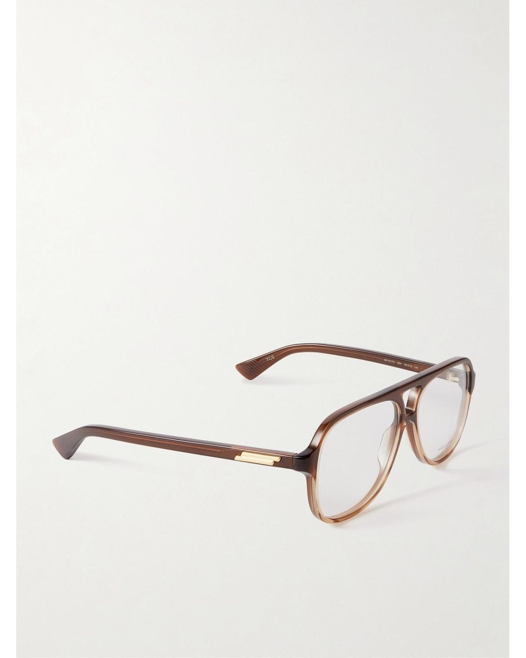 Bottega Veneta Brown Ribbon Aviator-Style Acetate Optical Glasses