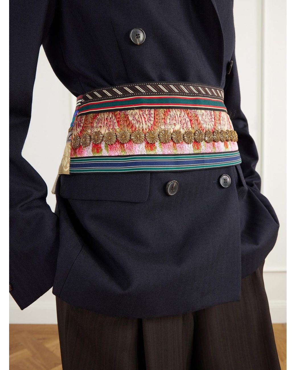 Dries Van Noten Multicolor Embellished Cotton-Twill Belt