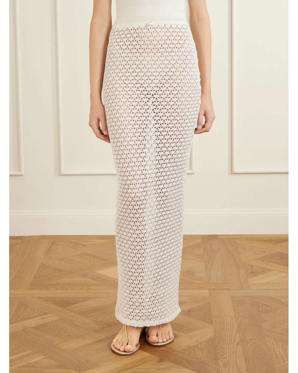 SARA CRISTINA White Arena Crocheted Cotton Coverup