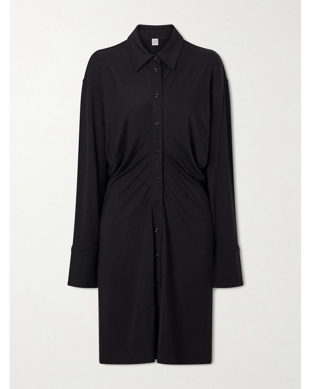 Totême Blue Slouch Draped Jersey Midi Dress