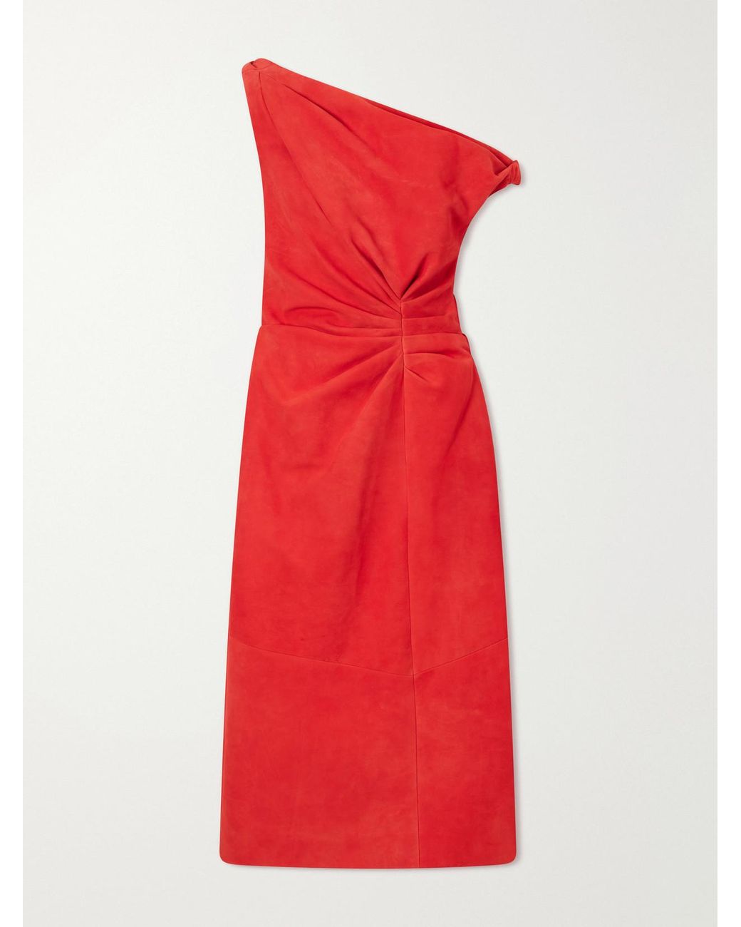 Proenza Schouler Red Kaelin Suede Midi Dress