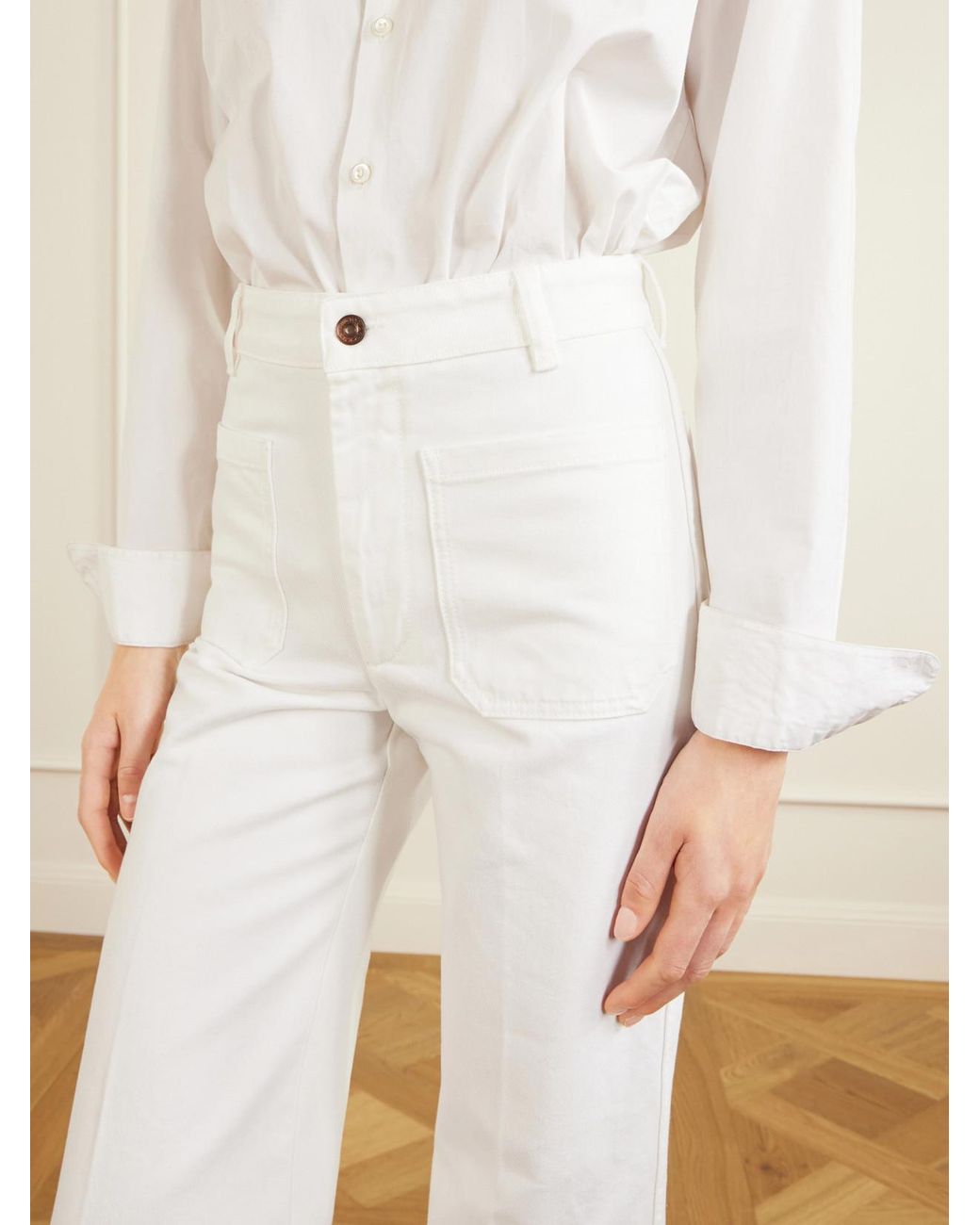 Victoria Beckham White Alina High-Rise Wide-Leg Jeans