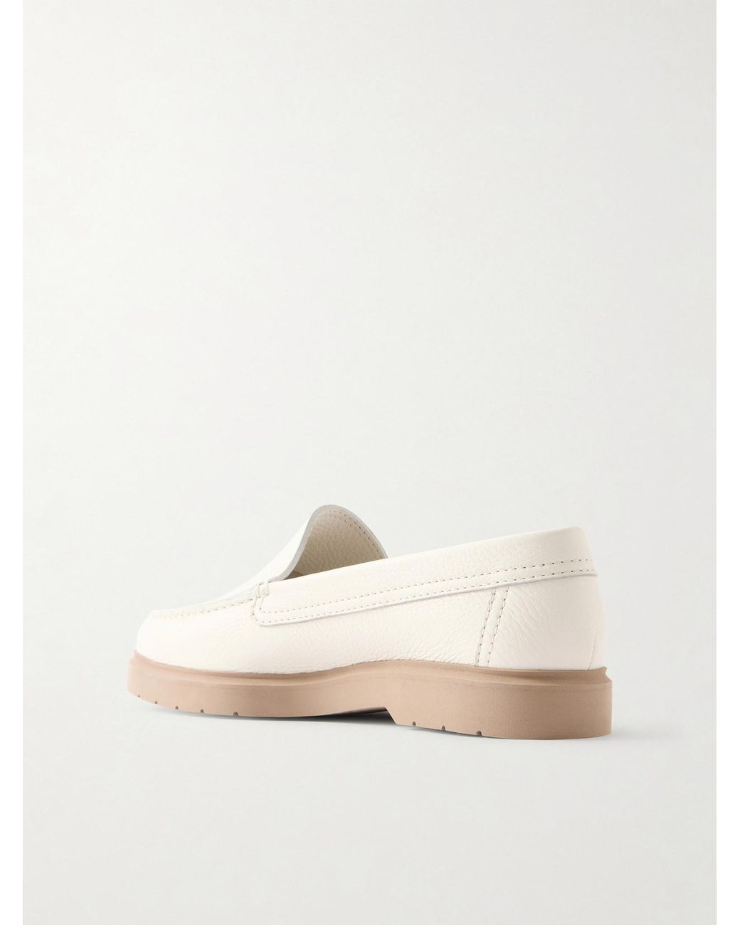 Brunello Cucinelli Natural Textured-Leather Loafers