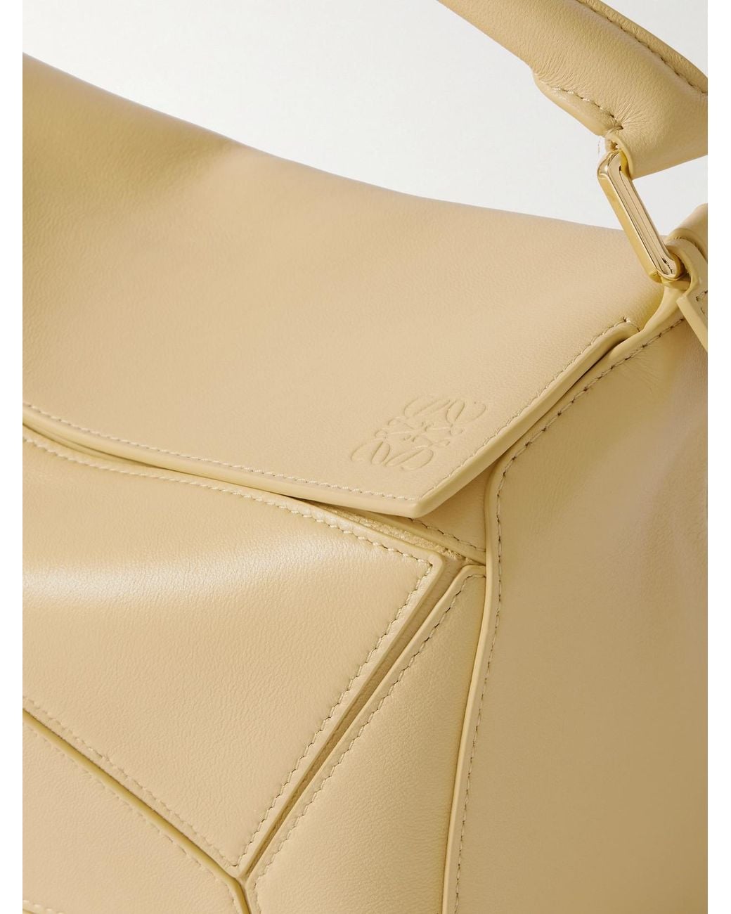 Loewe Metallic Featherlight Puzzle Small Textured-Leather Top-Handle Bag